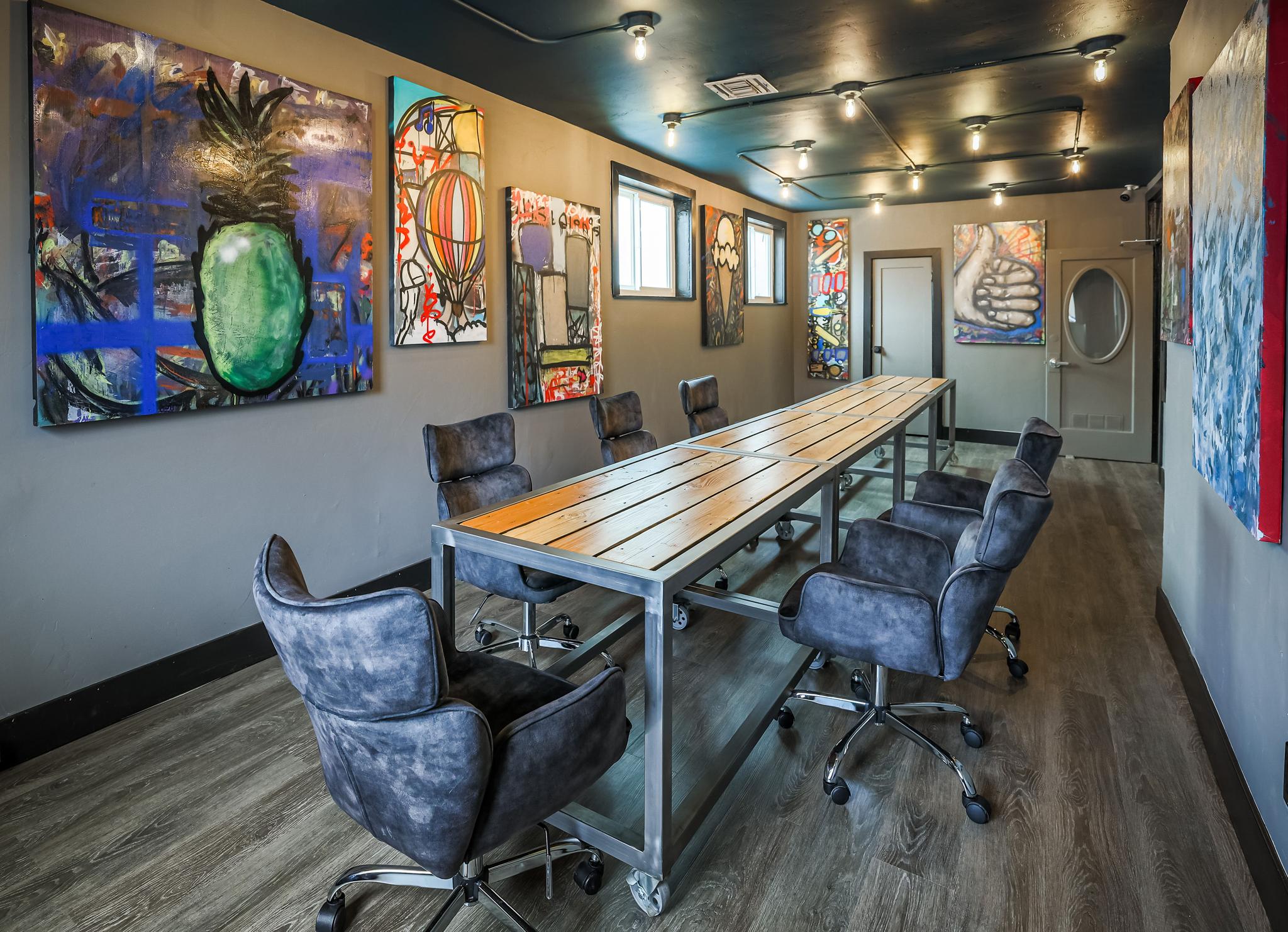 Art gallery boardroom meeting room at Granite City Workspaces, Folsom CA